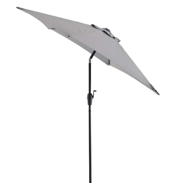 Royal Garden 7.5 ft. Steel Market Crank Outdoor Patio Umbrella in Gray