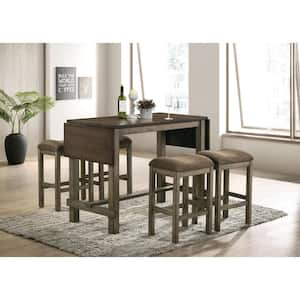 Milroy 26 in. Chestnut and Brown Wood Counter Height Stools (Set of 2)