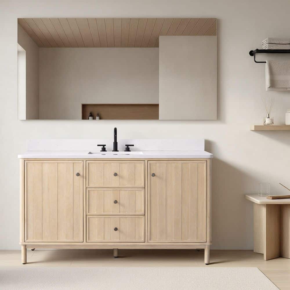 60 in. W x 22 in. D x 38 in. H Single Sink Freestanding Bathroom Vanity with Engineered Stone Top price history on PriceWatchPro