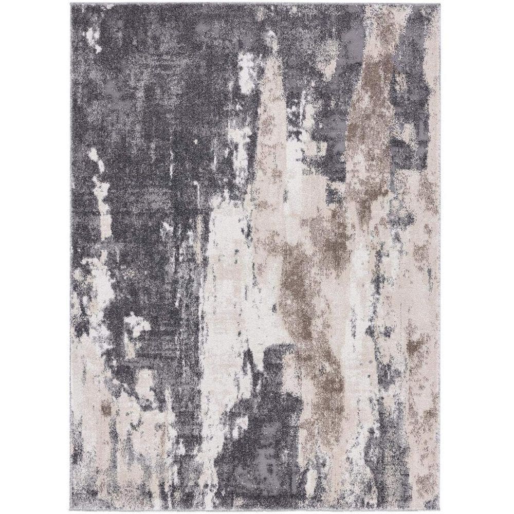 Gray 5 ft. x 7 ft. Abstract Indoor/Outdoor Polypropylene Area Rug