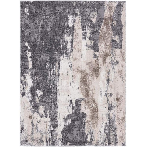 Gray 5 ft. x 7 ft. Abstract Indoor/Outdoor Polypropylene Area Rug