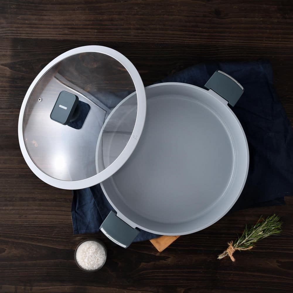 14" Non-Stick Aluminum Everyday Pan with Ceramic Coating and Lid