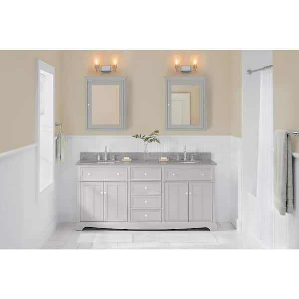 Home Decorators Collection Fremont 72 in. W x 22 in. D x 34 in. H Freestanding Bath Vanity in Gray with Gray Granite Top