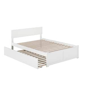 Orlando White Full Platform Bed with Flat Panel Foot Board and Twin Size Urban Trundle Bed