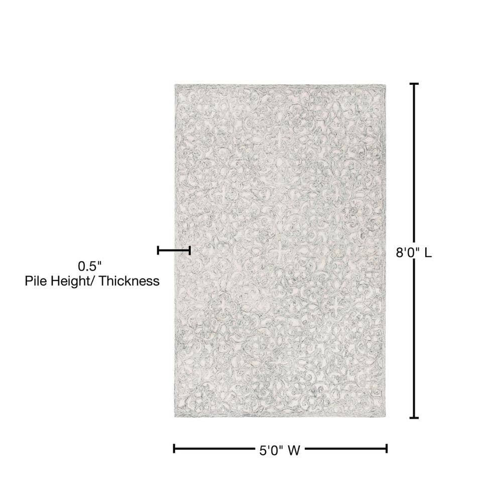 Charcoal & Ivory Hand-Tufted Wool Rug - 5' x 8'