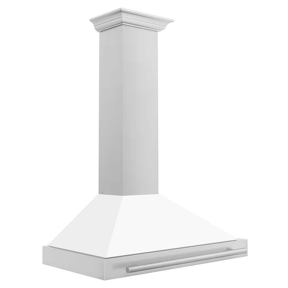 36" White Matte and Stainless Steel Wall Mount Range Hood