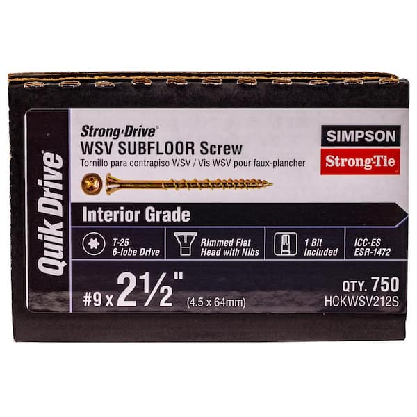 #9 x 2-1/2 in. T25 6-Lobe, Flat Head, Strong-Drive WSV Collated Subfloor Screw, Yellow Zinc (750-Pack)