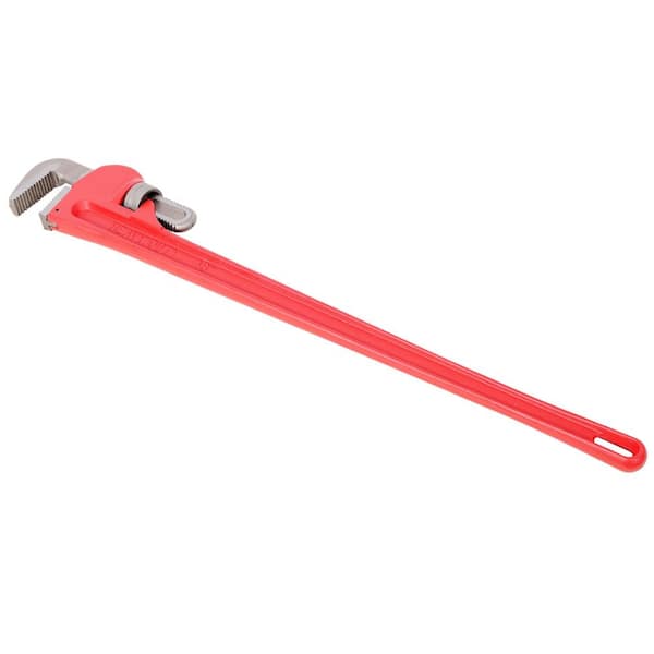 Red 48 in. Heavy Duty Cast Steel Adjustable Straight Pipe Wrench for Garden Pipe Maintenance