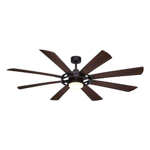 Burlington 68 in. Integrated LED Indoor Outdoor Bronze Farmhouse Windmill Ceiling Fan with Light Kit and Remote