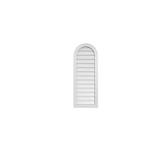 16 in. x 42 in. Round Top White PVC Paintable Gable Louver Vent Non-Functional