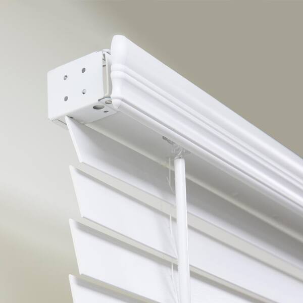 StyleWell Textured White Cordless Room Darkening Faux Wood Blinds