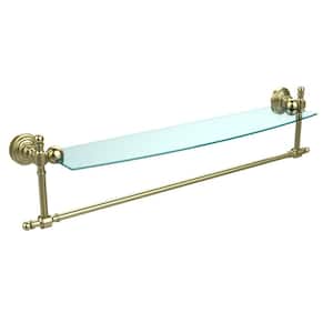 Retro Wave Collection 24 in. Glass Vanity Shelf with Integrated Towel Bar in Satin Brass