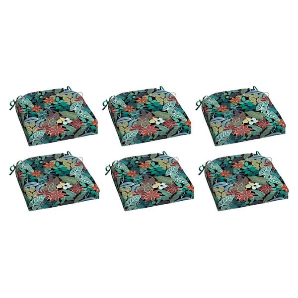 Hampton Bay 20 in. W x 20 in. D Universal Outdoor Seat Pad in Black Tropical (Set of 6)