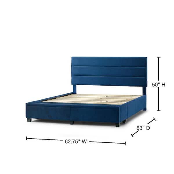 Arnia Navy Blue Queen Bed Captain's Bed with Two Storage Drawers