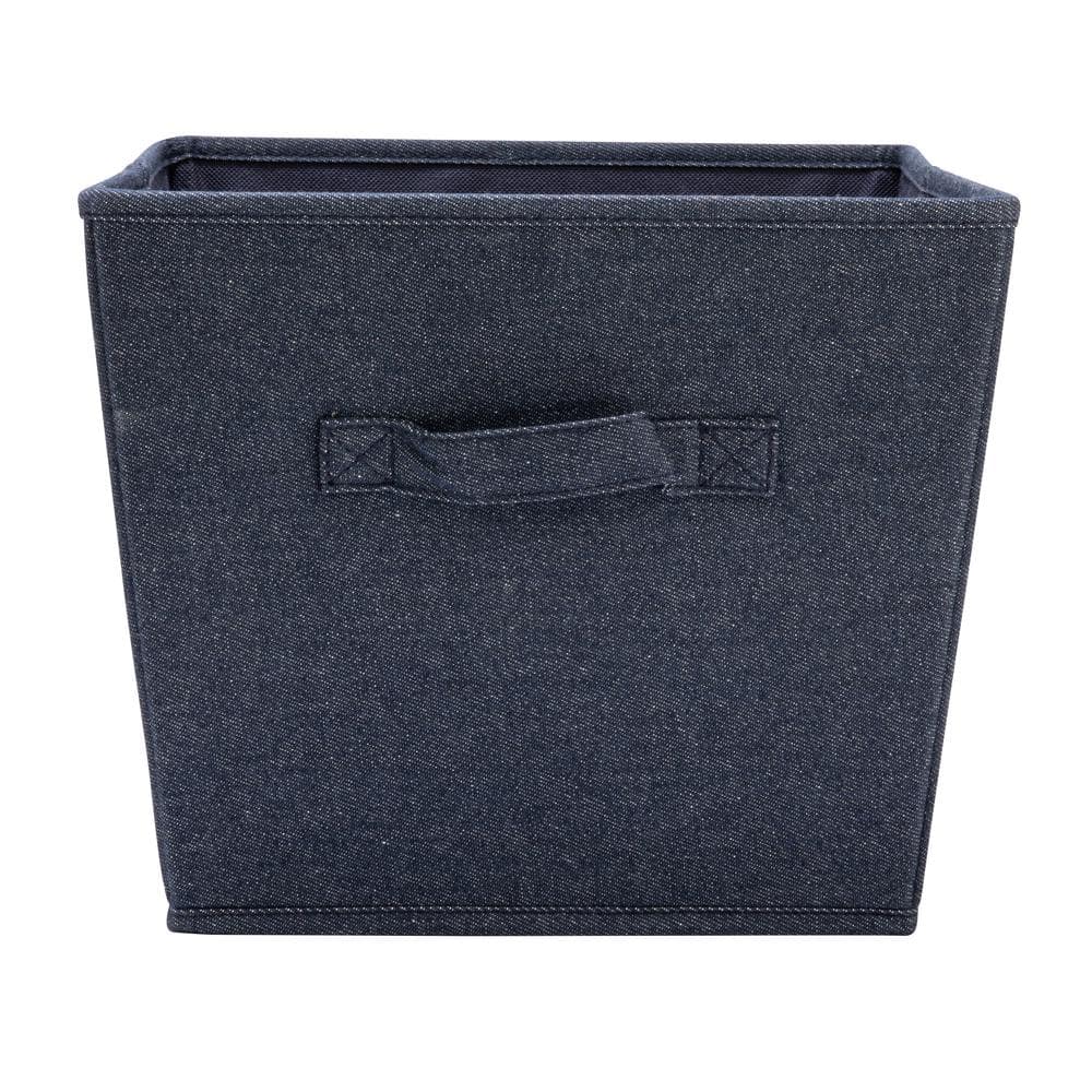 Denim Blue Fabric Stackable Storage Cubes with Cloth Handles