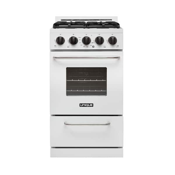 Unique 20 in. 2.4 cu. ft. Propane Gas Off-Grid Range with Battery Ignition Sealed Burners in White