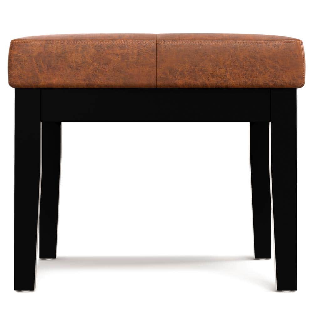 Lacey 26" Saddle Brown Tufted Faux Leather Ottoman Bench