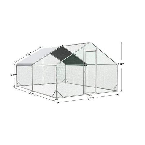 ★kuu Tunearary 13 ft Lx10ft W x6.4 ft H Spiked Metal Chicken Cage