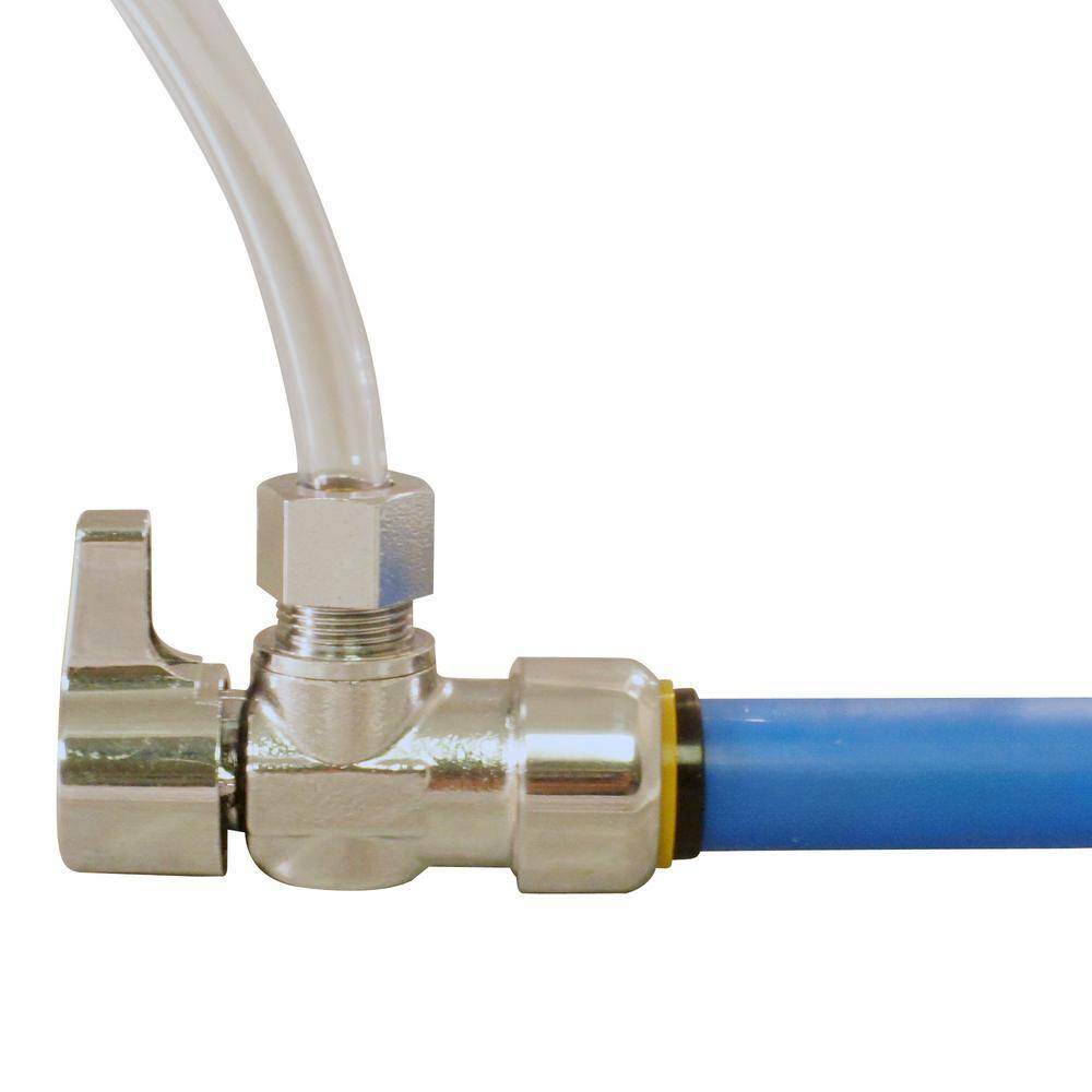 Chrome-Plated Brass Push-to-Connect Angle Stop Valve for Plumbing Fixtures