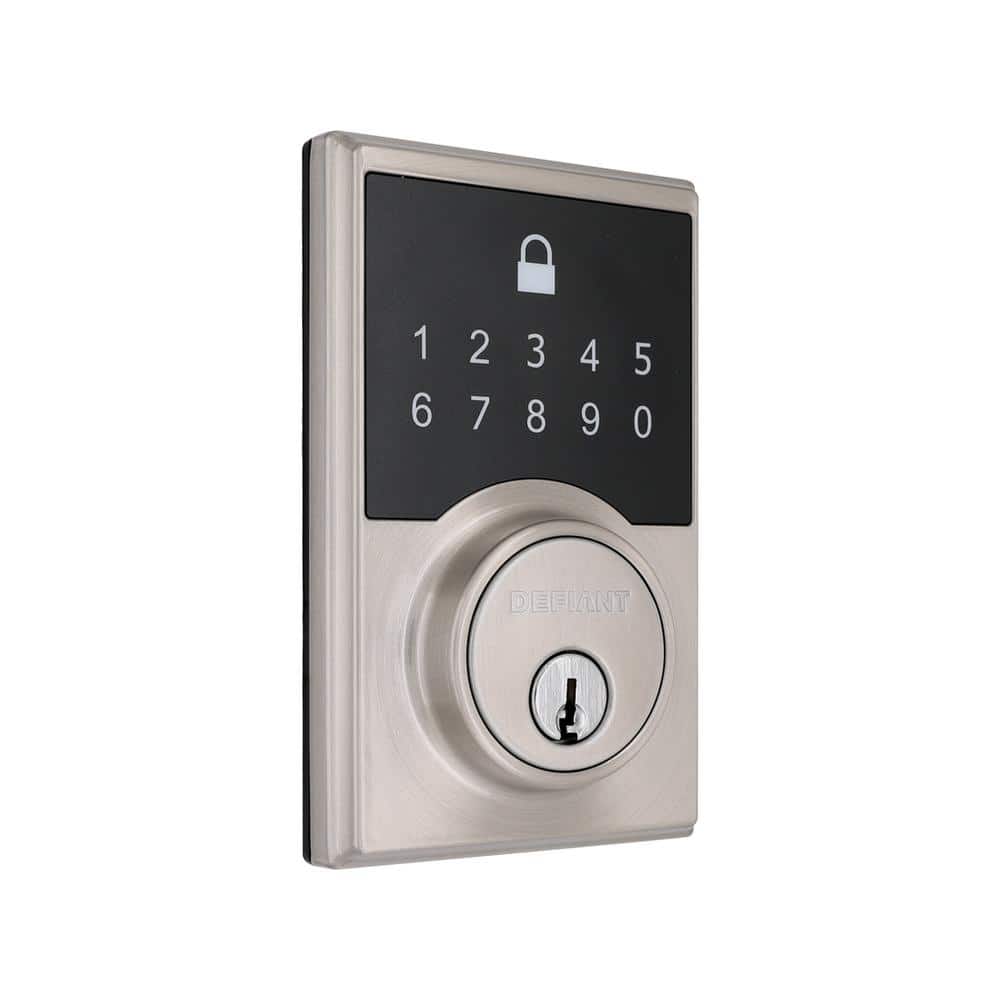Defiant Square Satin Nickel Compact Touch Electronic Deadbolt 32GC8X2D01AHP  - The Home Depot