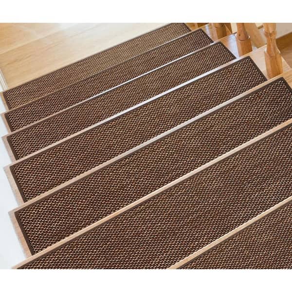 Brown 10 in. x 30 in. Non Slip Stair Tread Cover (Set of 15)