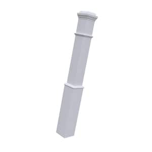 Stair Parts 4091 55 in. x 6-1/4 in. Primed White Box Newel Post for Stair Remodel