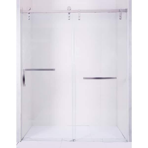 48 in. W x 76 in. H Sliding Frameless Shower Door in Chrome Finish with Clear Glass