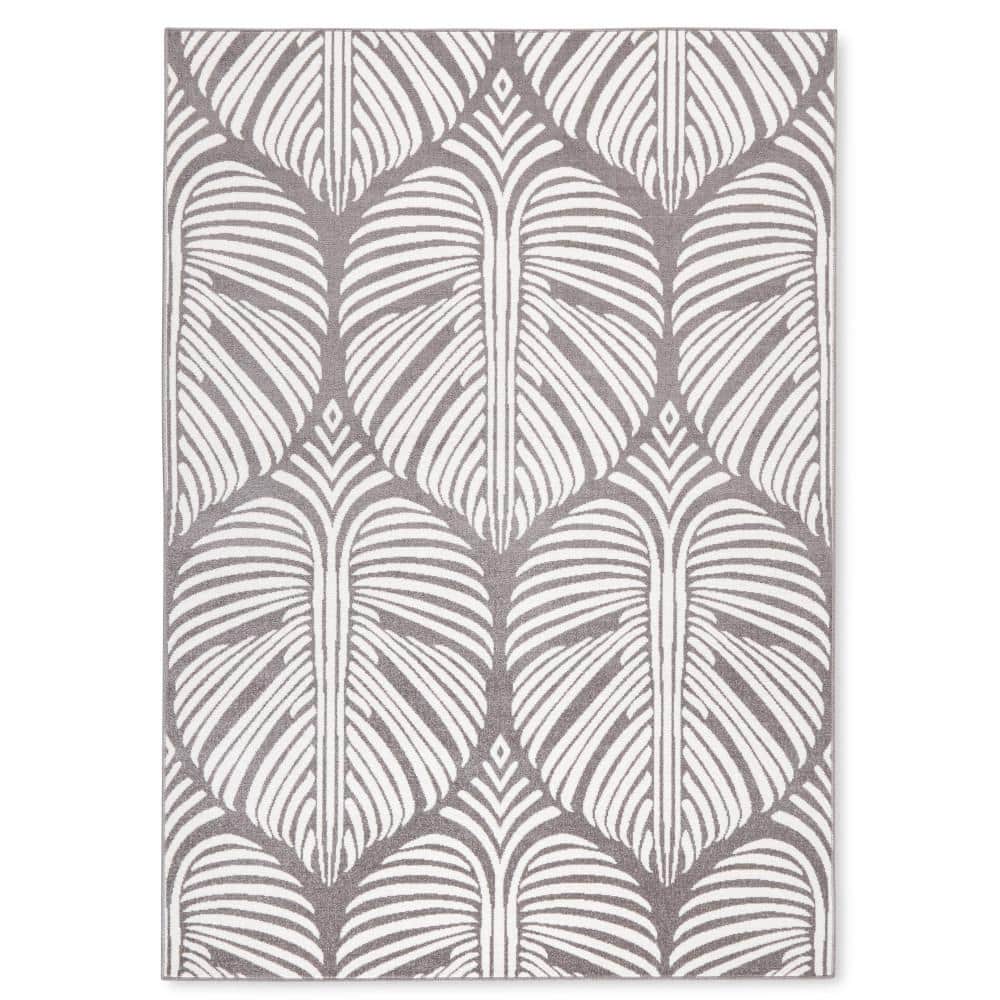 Lanai Dark Grey and Ivory Synthetic Rectangular Area Rug