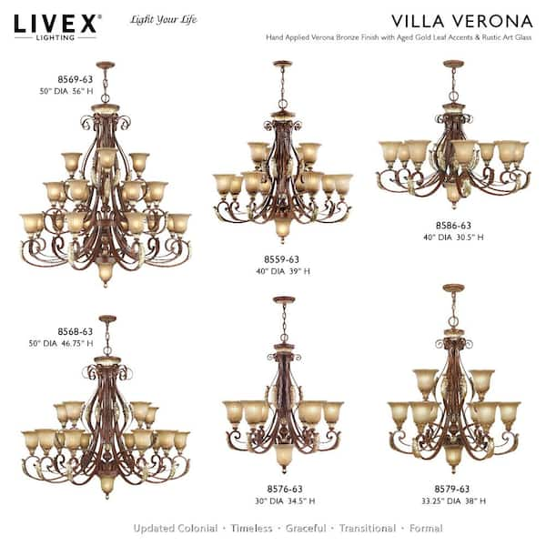 Livex Lighting Villa Verona 1 Light Verona Bronze with Aged Gold