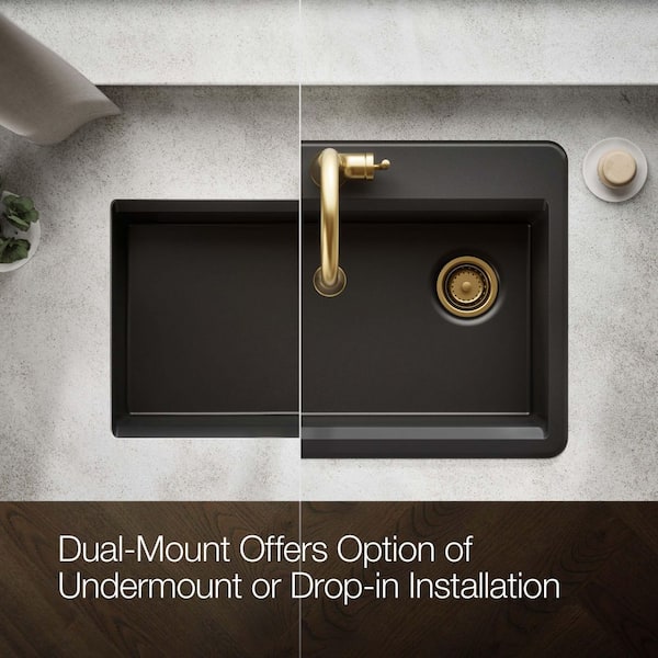 KOHLER Lassen 33 in. Drop-in Single Bowl Granite Composite Kitchen