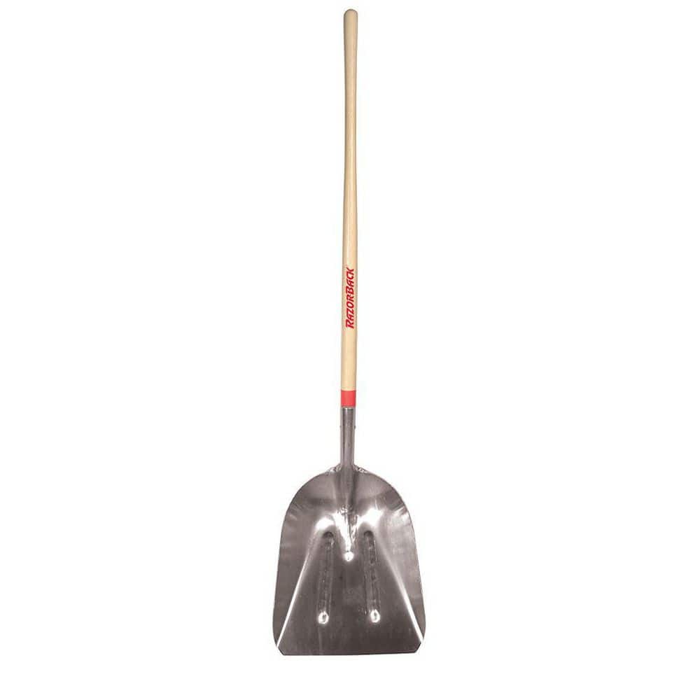 Razor-Back 48 in. Wood Handle Aluminum Scoop 53127 - The Home Depot