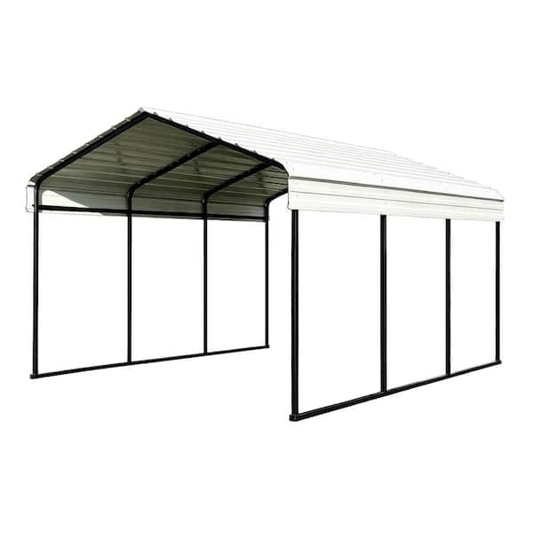 10 ft. x 15 ft. White Galvanized Steel Carport Portable Garage with 106 in. Height