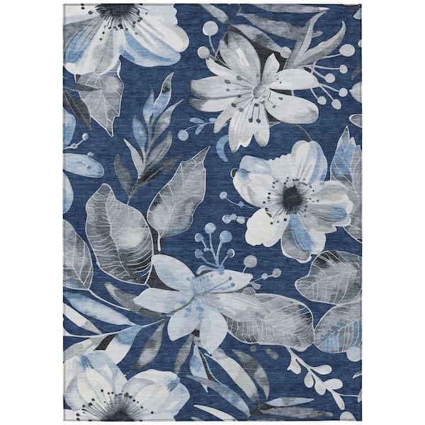 Chantille Machine Washable Indoor/Outdoor Abstract ACN2260 Navy 8 ft. x 10 ft. Area Rug