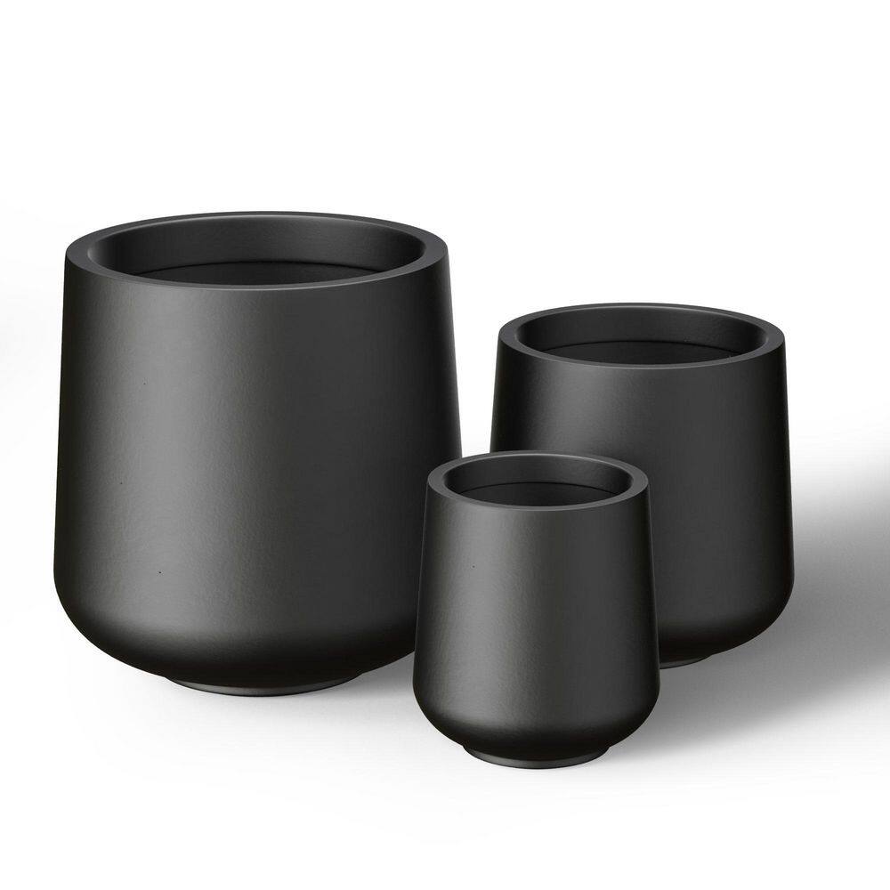 10 in. 13.5 in. 17 in. Charcoal Black (Enhanced Interior) Concrete Round Planter / Pot with Drainage Holes (Set of 3) price history on PriceWatchPro