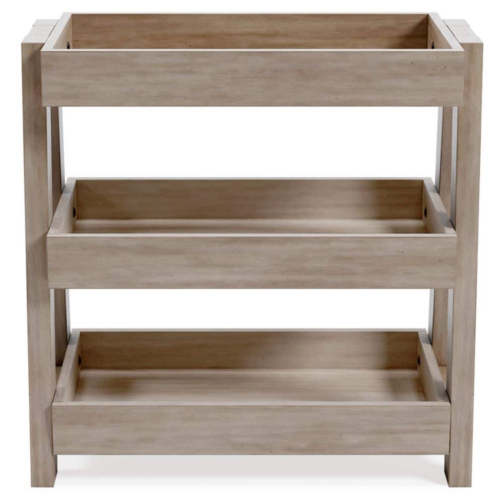 Blariden Light Beige Wood Rectangular Shelf Accent Table
