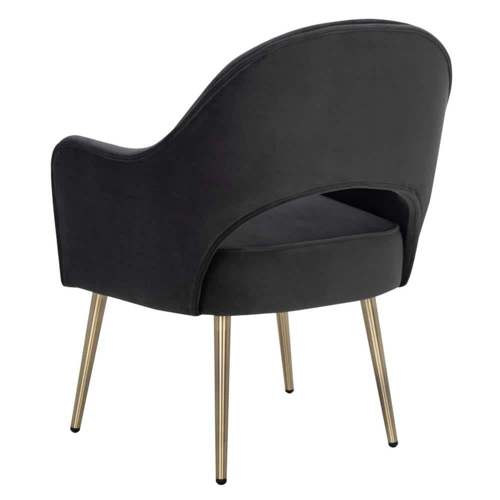 Dublyn Black Velvet Accent Chair with Gold Legs