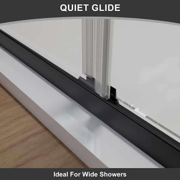 CASAINC 48 in. W x 72 in. H Framed Sliding Shower Door in Black with Tempered Glass