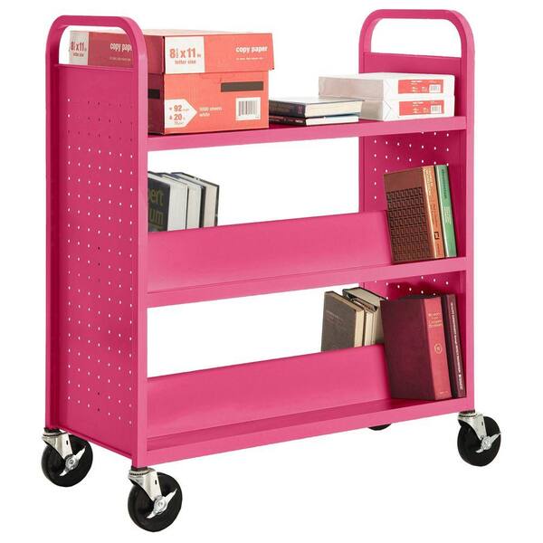 Sandusky Pom Pom Pink Mobile Steel Bookcase