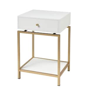 Sheridian 14 in. White Square Metal Accent Table