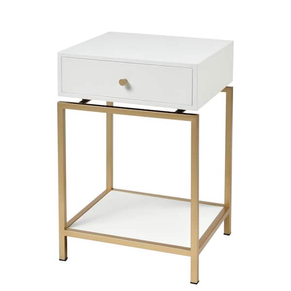 Unbranded Sheridian 14 in. White Square Metal Accent Table