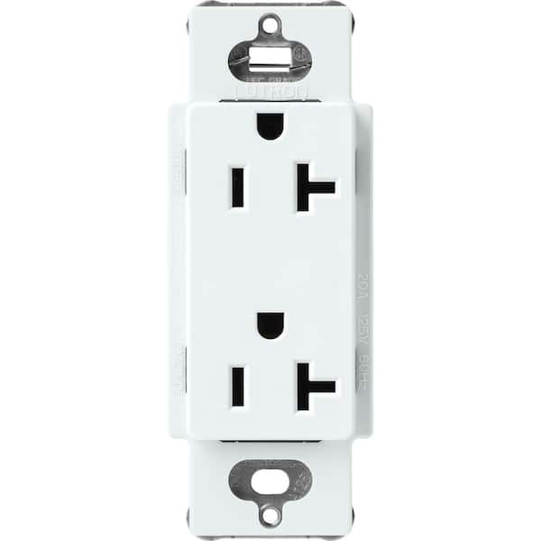Lutron Claro 20 Amp Duplex Outlet, Glacier White (SCR-20-GL)