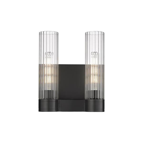 Innovations Empire 10.5 in. 2-Light Matte Black Wall Sconce with Glass Shade