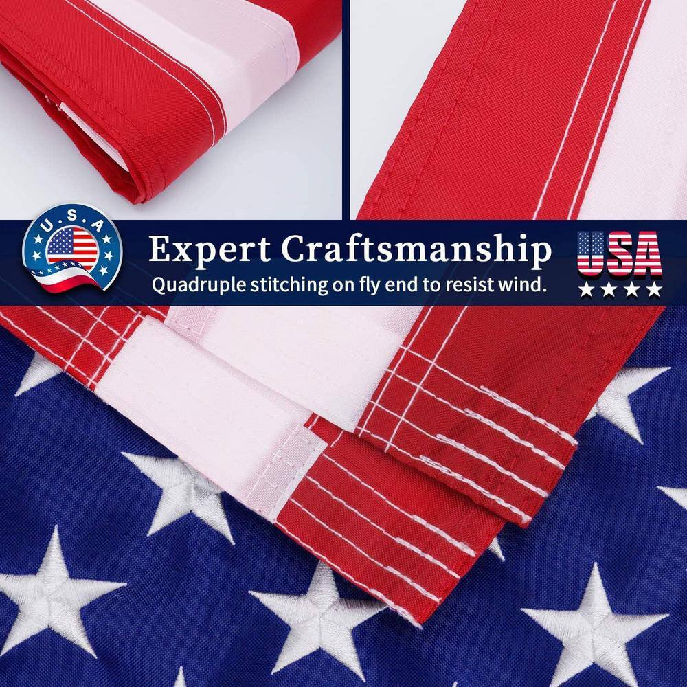 Heavy Duty 5x8 ft American Flag with Embroidered Stars and Brass Grommets