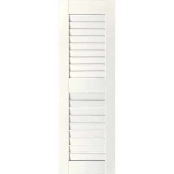 Ekena Millwork 12 in. x 26 in. Exterior Real Wood Pine Louvered Shutters Pair White