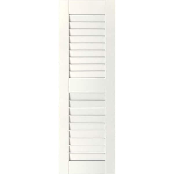 Ekena Millwork 12 in. x 41 in. Exterior Real Wood Western Red Cedar Louvered Shutters Pair White