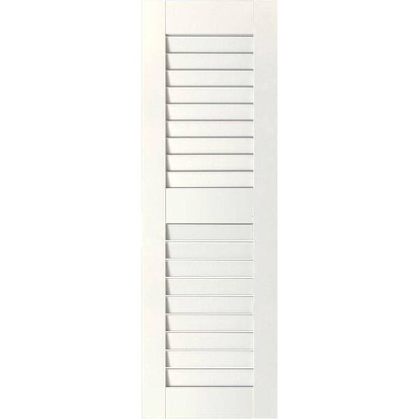 Ekena Millwork 12 in. x 64 in. Exterior Real Wood Western Red Cedar Louvered Shutters Pair White