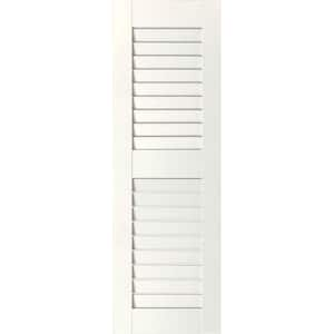 12 in. x 66 in. Exterior Real Wood Sapele Mahogany Louvered Shutters Pair White