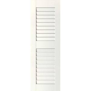 15 in. x 58 in. Exterior Real Wood Western Red Cedar Louvered Shutters Pair White