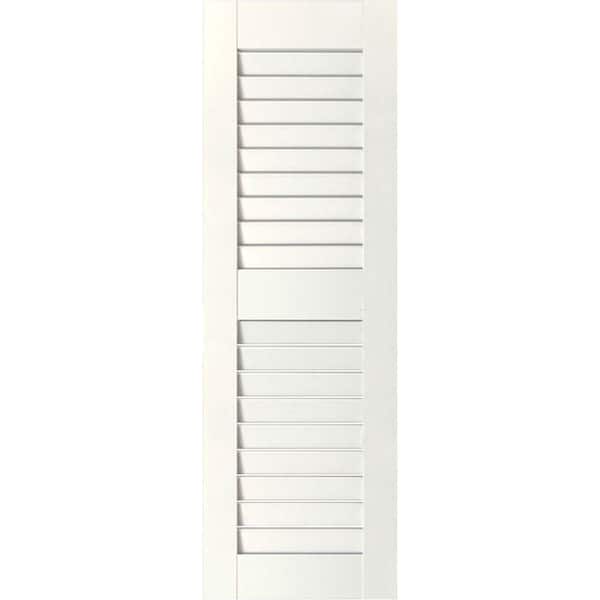 Ekena Millwork 18 in. x 40 in. Exterior Real Wood Sapele Mahogany Louvered Shutters Pair White