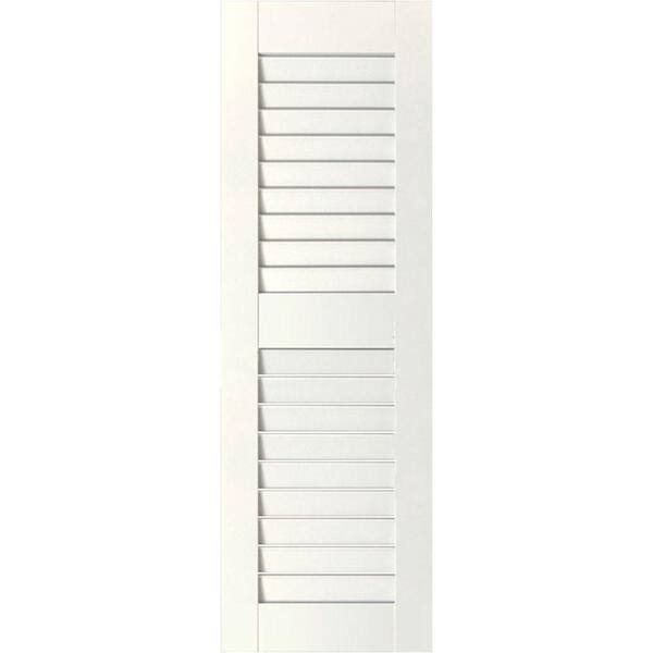 Ekena Millwork 18 in. x 49 in. Exterior Real Wood Pine Louvered Shutters Pair White